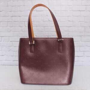 Louis Vuitton Stockton Purple Matte Vernis Satchel Shoulder Handbag Purse A4999